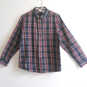 LL Bean Flannel Shirt, Women's L, Black/Red/Green/White Plaid